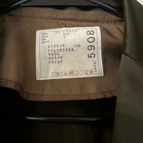 SACAI Layered Army Green Cardigan Mixed Media - Picture 2 of 5